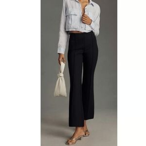 ANTHROPOLOGIE MAEVE The Margot Kick-Flare Crop Pants Black Ponte Knit S